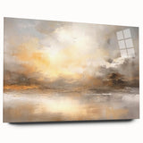Abstract landscape wall art design displayed in acrylic glass, showcasing vibrant colors and intricate patterns, ideal for modern home decor. Side view highlights the thickness and sleek finish, emphasizing its artistic appeal and contemporary style.