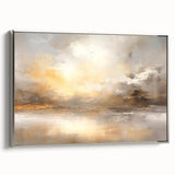 Framed abstract landscape wall art with a silver frame, showcasing vibrant colors and intricate details, perfect for modern home decor or office spaces.