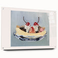 Acrylic glass print of large abstract fruit motifs in vibrant colors, suitable for dining room or bedroom wall art.