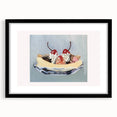 Extra large abstract art print featuring vibrant, colorful fruits on textured canvas, framed in black.