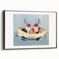 Black and white wall art featuring a vintage poster-style landscape of fruits, framed canvas ideal for bedroom decor.