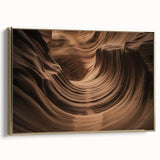 Framed canvas artwork depicting a stunning landscape of canyons with rich gold accents, ideal for enhancing modern home decor and creating a serene atmosphere.