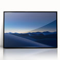 Framed acrylic artwork showcasing a stunning desert landscape with vibrant colors, sleek black frame, ideal for contemporary home decor. Perfect for desert art enthusiasts.