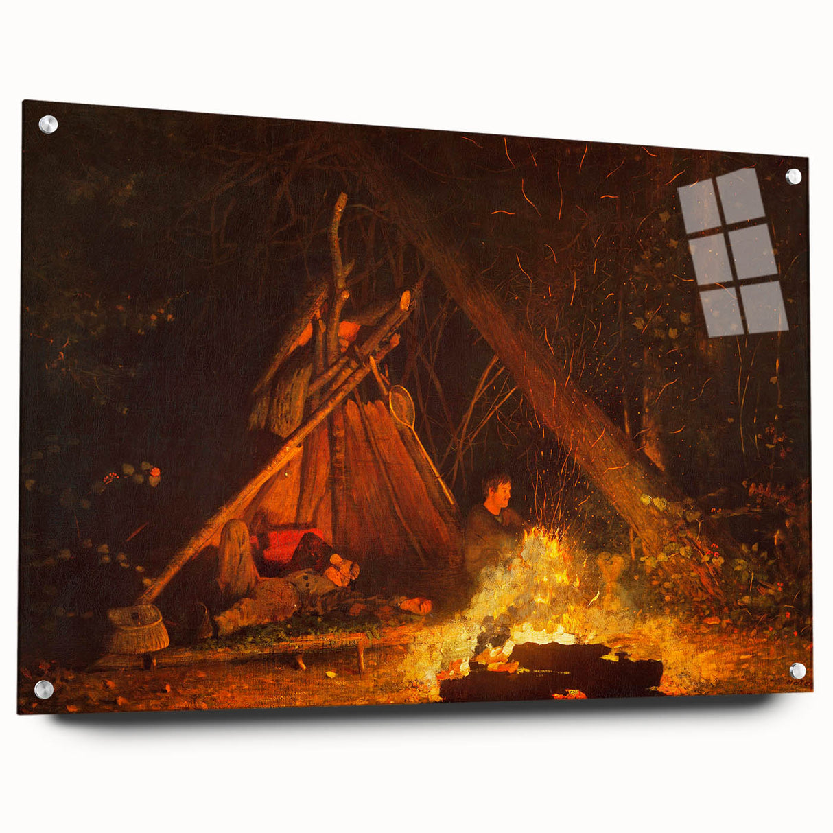 Camp Fire Realism Art Print - Winslow Homer Nighttime Wilderness Scene