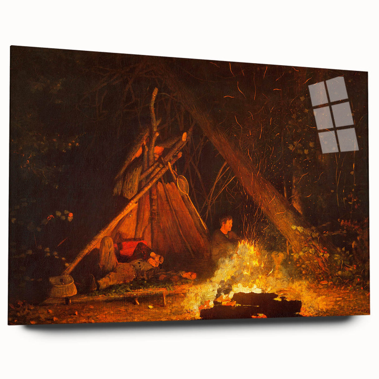 Camp Fire Realism Art Print - Winslow Homer Nighttime Wilderness Scene