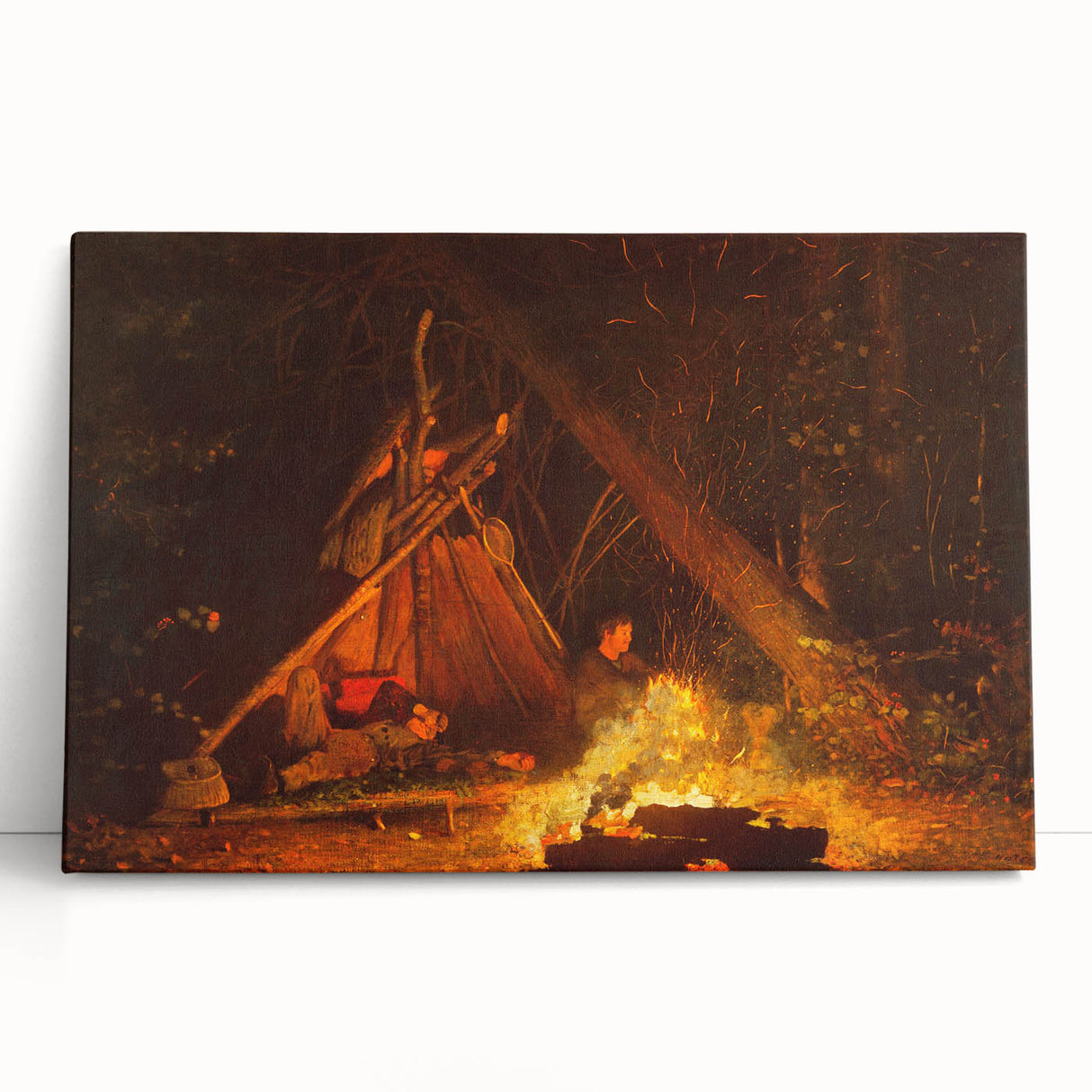 Camp Fire Realism Art Print - Winslow Homer Nighttime Wilderness Scene