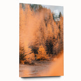 Large abstract wall art on acrylic glass depicting swirling autumn hues, ideal for bedroom or dining room decor.
