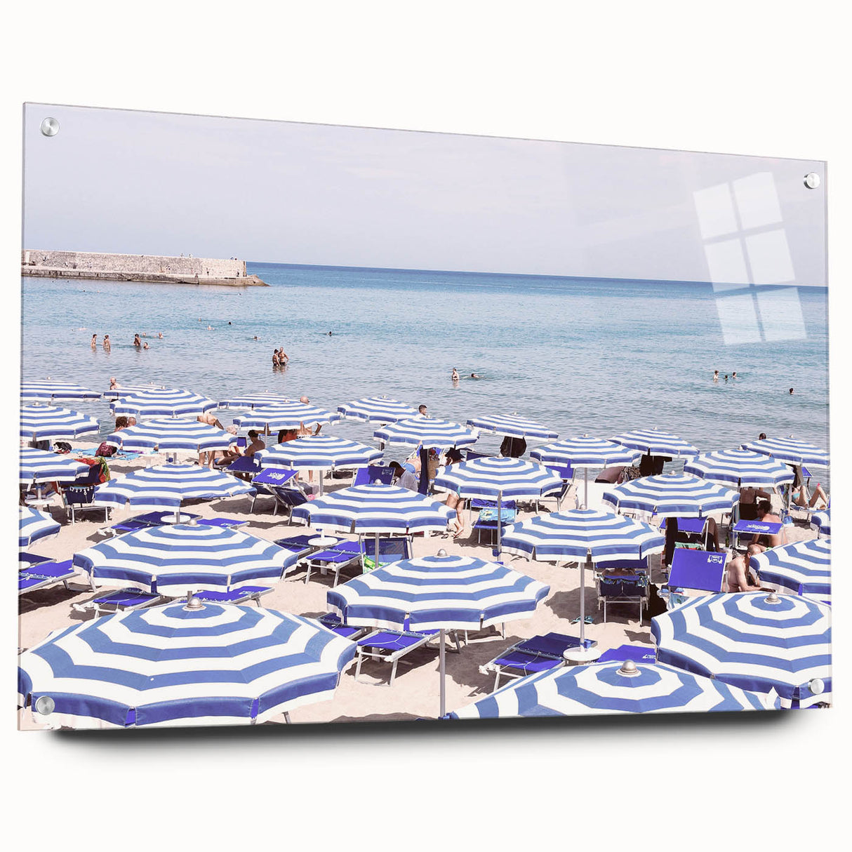 Large abstract wall art on acrylic glass depicting vibrant summer hues, ideal for bedroom or dining room decor.