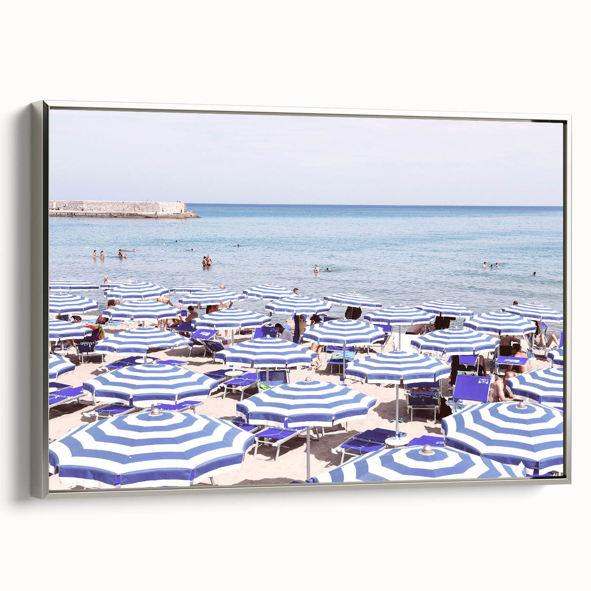 Landscape art painting on framed canvas featuring a summer scene with vibrant colors, ideal for living room decor.