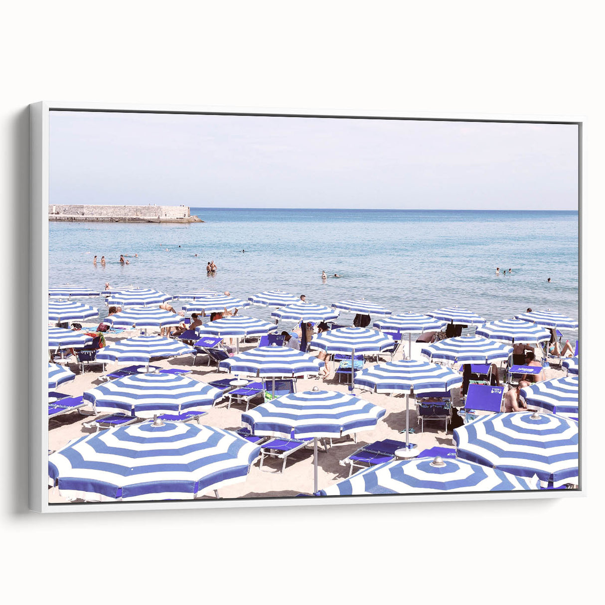 Vintage poster art featuring a summer theme on extra large framed canvas, with vibrant colors against a black background.