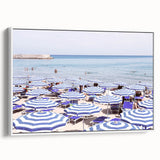 Vintage poster art featuring a summer theme on extra large framed canvas, with vibrant colors against a black background.
