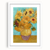 Textured abstract art print in muted blue and green, framed in white, ideal for bedroom wall decor.