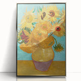 Large acrylic print of a Van Gogh-inspired painting in a silver frame, using bold, swirling colors.
