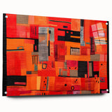 Abstract wall art piece showcasing colorful strokes on acrylic glass, elegantly displayed from a side view with visible mounting pins, ideal for modern decor.