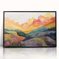 Abstract strokes wall art framed in black acrylic, showcasing vibrant colors and dynamic patterns, perfect for modern home decor or office settings.