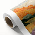Abstract wall art on rolled canvas showcasing vibrant strokes in shades of blue, orange, and yellow, perfect for modern home decor. Packaged securely in a sturdy cardboard tube for safe delivery.