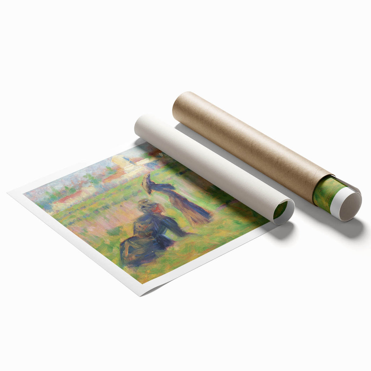 Modern Wall Art - Abstract Landscape with Figures in Pastel Hues