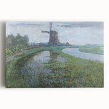 Modern Wall Art - Moonlit Landscape with Dutch Windmill