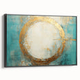 Framed canvas wall art showcasing an abstract design with bold black strokes, elegantly displayed from a side view, perfect for modern home decor styling.