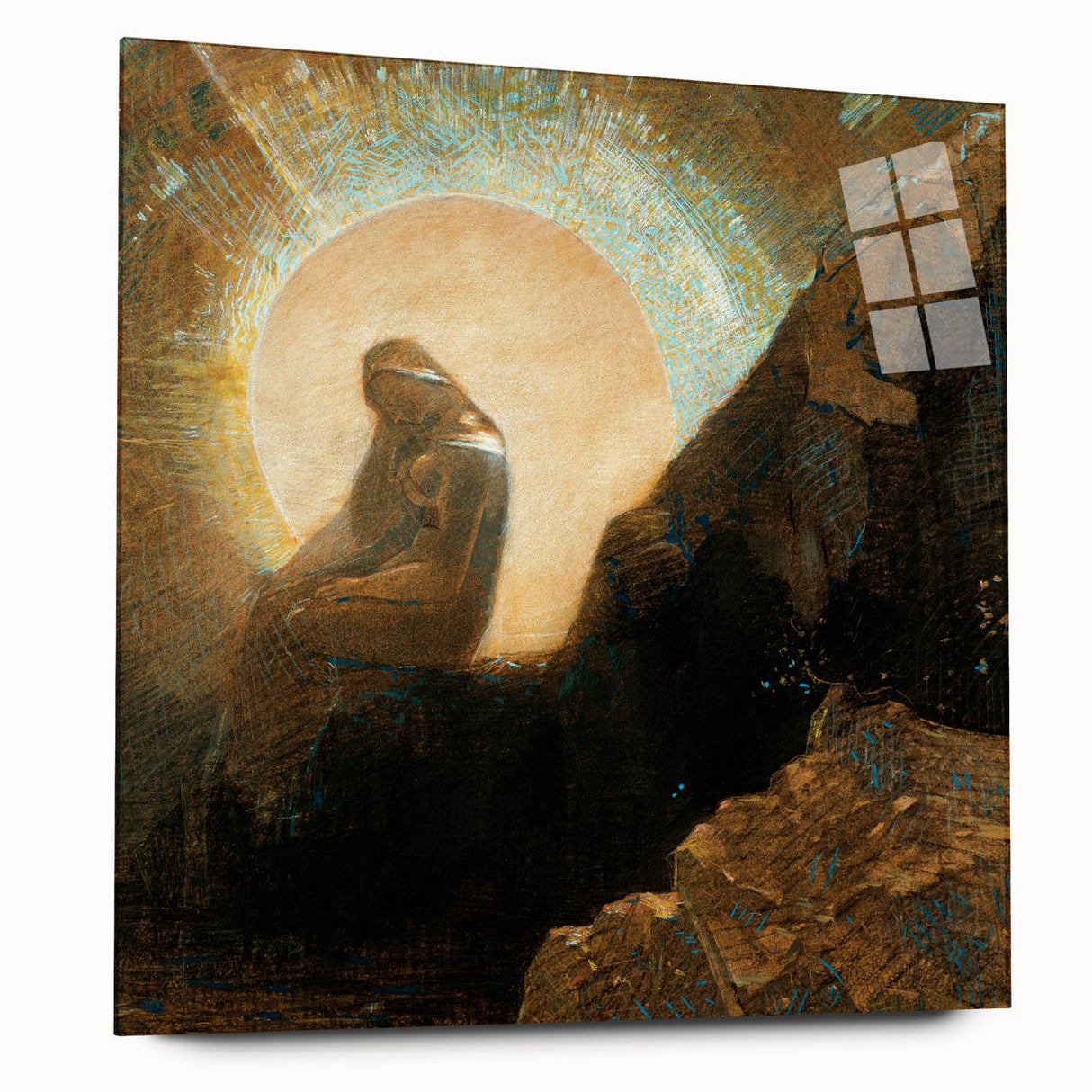 Modern Wall Art: Enigmatic Melancholy in Golden Tones