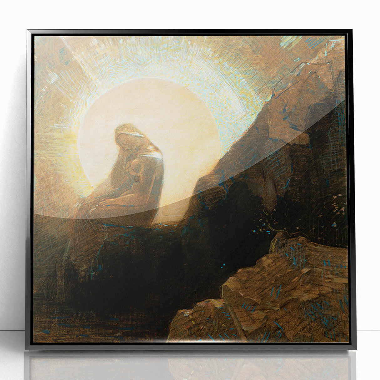 Modern Wall Art: Enigmatic Melancholy in Golden Tones