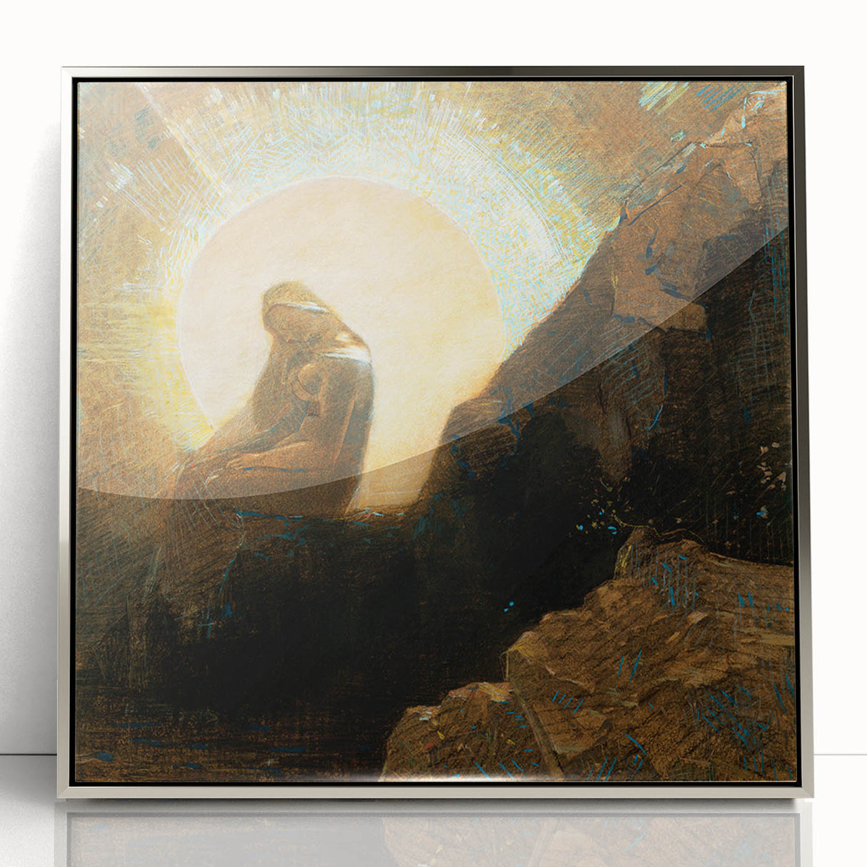Modern Wall Art: Enigmatic Melancholy in Golden Tones