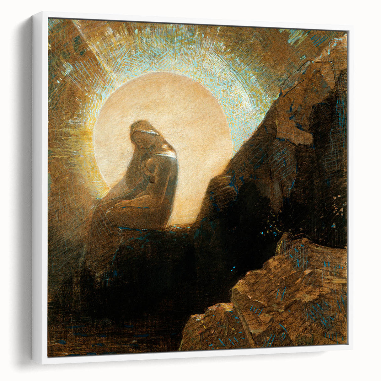 Modern Wall Art: Enigmatic Melancholy in Golden Tones
