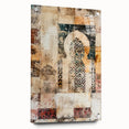 Abstract architectural wall art displayed in a sleek acrylic frame, showcasing intricate geometric designs with a contemporary aesthetic, ideal for modern interiors.