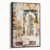 Framed canvas wall art showcasing an abstract architectural design in black, highlighting dynamic shapes and lines, perfect for modern home decor.