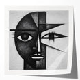 Abstract figurative wall art print showcasing vibrant colors and dynamic shapes, ideal for modern home decor. Glossy finish enhances visual appeal.