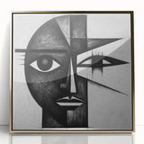 Framed abstract figurative wall art showcasing a gold-acrylic finish, set against a sleek black background, ideal for modern home decor. Perfect for enhancing contemporary spaces with a touch of elegance and artistic flair.
