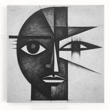 Abstract figurative wall art on stretched canvas showcasing vibrant colors and dynamic shapes, perfect for modern home decor. Ideal for enhancing contemporary interiors.