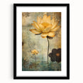 Abstract floral wall art design featuring vibrant colors in a black frame with a mat, ideal for modern home decor. Perfect for adding a touch of elegance and personality to any room.