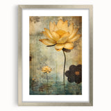 Abstract floral wall art framed with a silver mat, showcasing vibrant colors and intricate patterns, perfect for enhancing modern home decor. This elegant piece adds a touch of sophistication and artistic flair to any space.