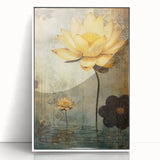 Framed acrylic wall art featuring an abstract floral design with vibrant colors and intricate patterns, set against a white background, ideal for home decor.