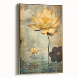 Framed abstract floral wall art in gold hues, showcasing a modern design with intricate details, perfect for enhancing home decor aesthetics.