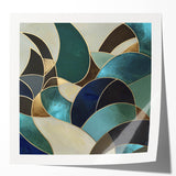 Abstract geometric photo print mockup set showcasing glossy textures and vibrant colors, ideal for modern home decor and art display inspiration.