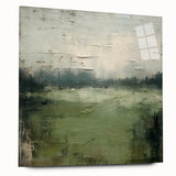 Abstract landscape wall art displayed in acrylic glass, showcasing vibrant colors and fluid shapes, perfect for modern home decor. The side view highlights the sleek design and contemporary aesthetic, ideal for enhancing any living space.