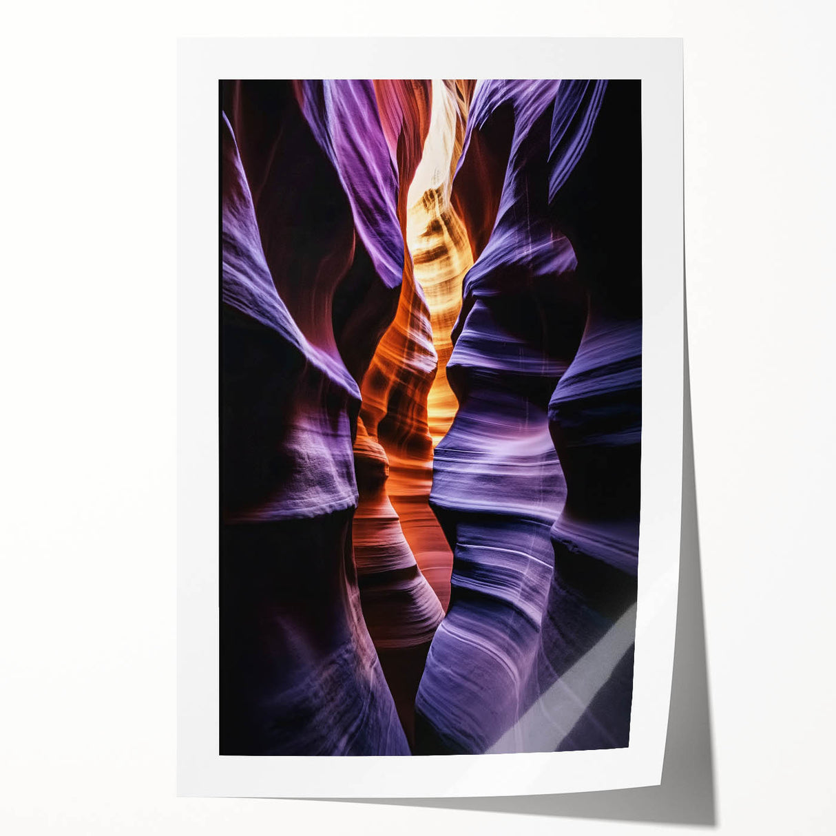 Vibrant landscape print showcasing majestic canyons in rich earth tones, rolled and ready for display, perfect for enhancing any home decor with natural beauty.