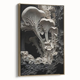 Framed canvas featuring a close-up view of natural elements in muted earth tones, ideal for bedroom wall art.