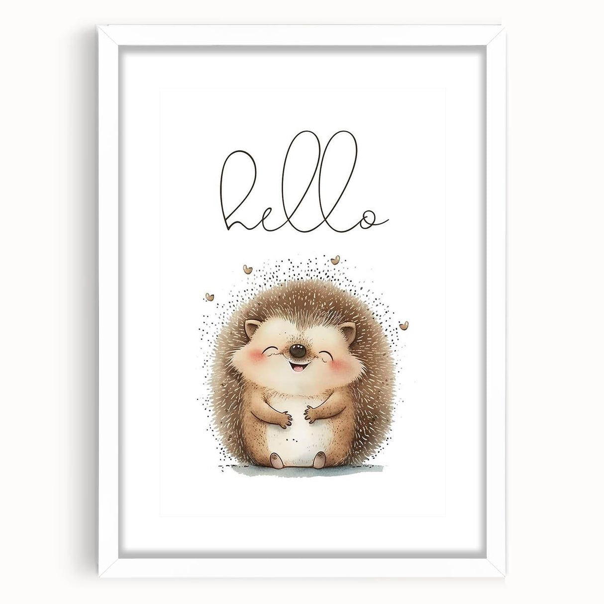 Smiling Hedgehog Nursery Wall Art - Framed Baby Room Print