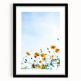 Extra large abstract art print featuring textured, colorful swirls in spring hues on a black framed canvas.
