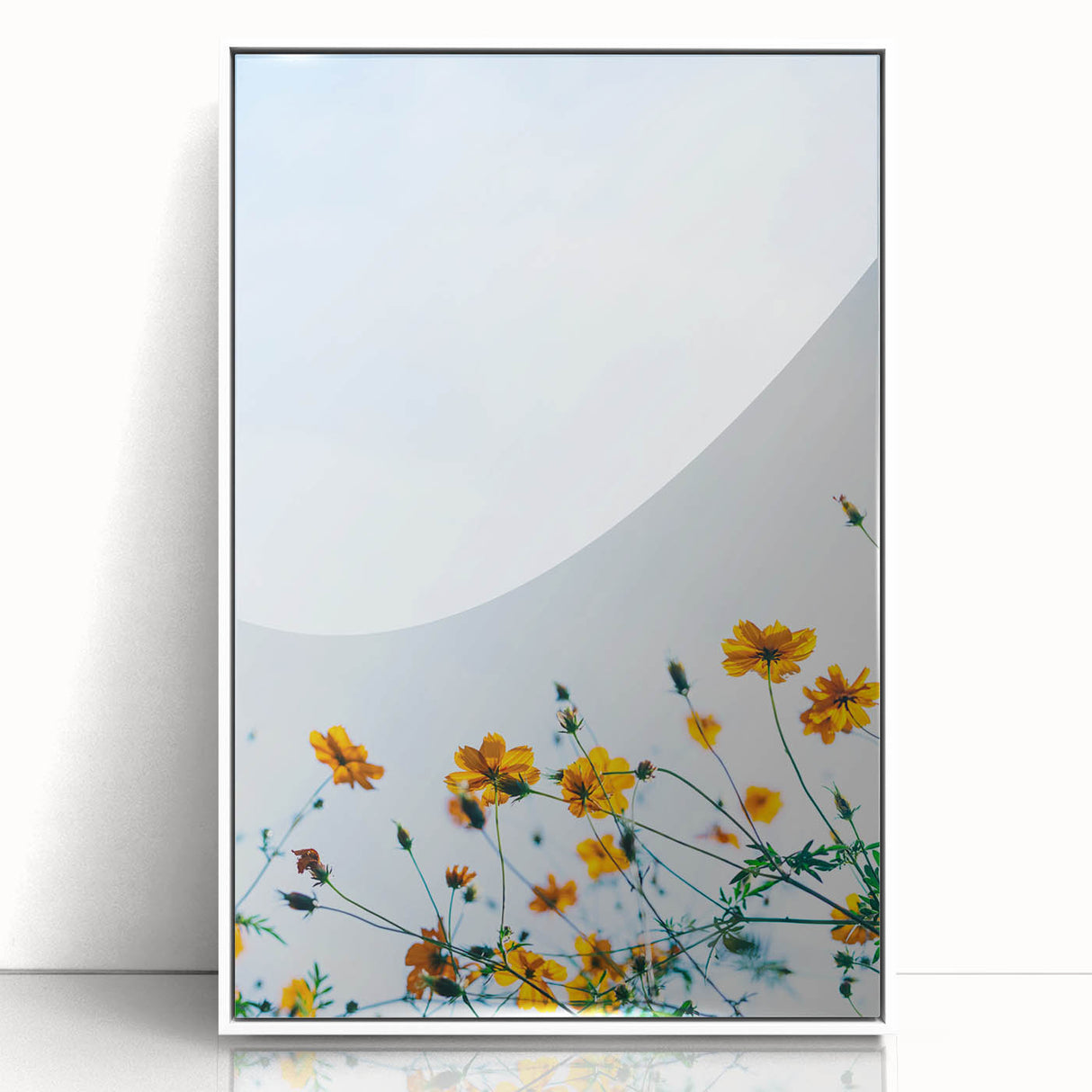 Art Deco style poster of spring season with pastel colors on a white acrylic frame, suitable for nursery wall art.