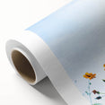 Art deco poster featuring spring-themed floral design in pastel colors on rolled canvas, ideal for nursery wall art.