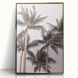 Large art print of a mid-century modernist summer scene in vibrant gold and orange tones on acrylic.