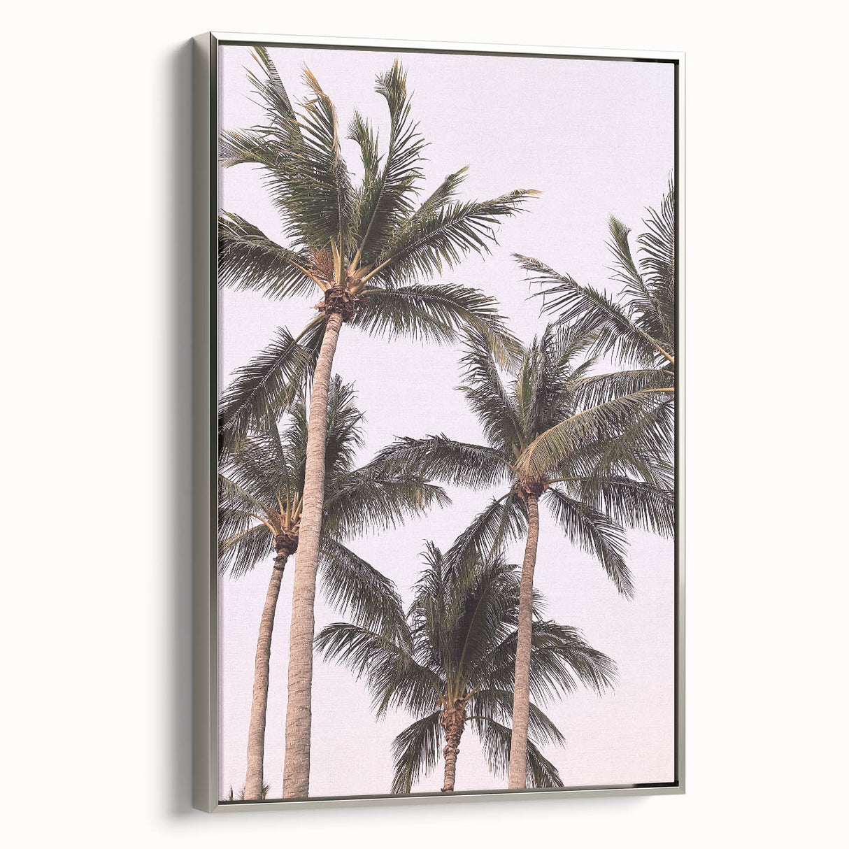 Landscape art painting on canvas featuring a colorful vintage poster design, framed in silver.