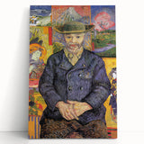 Large black and white stretched canvas of Van Gogh's painting, ideal for kitchen art.