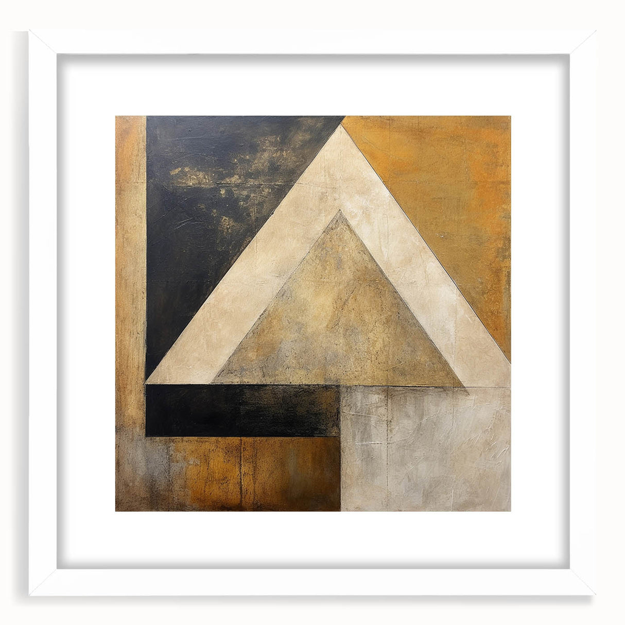 Abstract strokes wall art framed in white with a mat, showcasing vibrant colors and fluid designs, perfect for modern home decor. Ideal for enhancing living spaces.