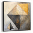 Framed canvas wall art showcasing an abstract design with bold black strokes, presented in a side view, ideal for modern home decor and artistic interiors.