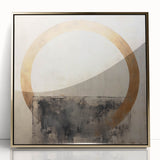 Framed abstract wall art featuring gold strokes on a textured acrylic surface, set against a sleek black frame, perfect for modern home decor accent.